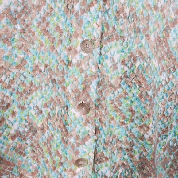 LOFT Floral Button Down Cardigan Green Gray Women Size M Lightweight Knit - Picture 3 of 10